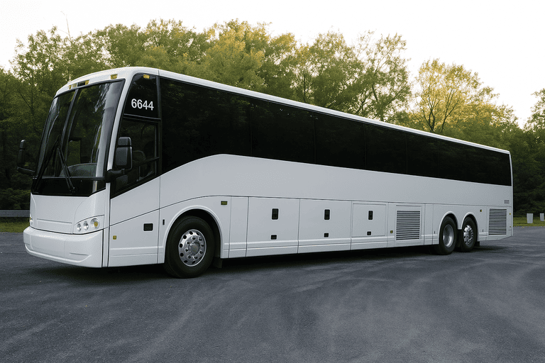 exterior of Charter Bus Rental Hamilton coach bus